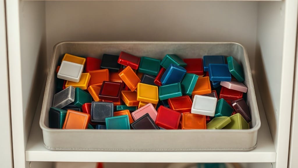 Magnetic tiles storage box